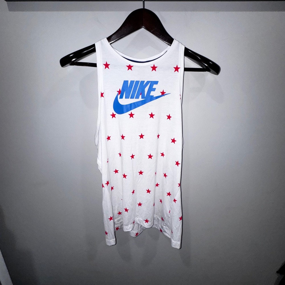 Nike Women Star Print Athletic Tank Top Blue Red White Athletic Size L‎